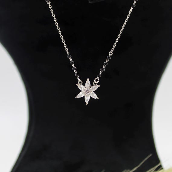 Dainty Star Mangalsutra Necklace - Minimal Black Beads and CZ Charm