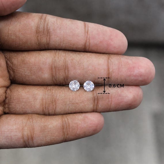 6mm Round Stud Earrings, Minimalist Tiny Dainty Jewelry, Small Crystal Simple Studs, Everyday Elegant Earrings, Gift for Her