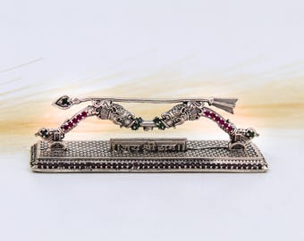 925 Silver Ram Dhanush Showpiece: Ramayana Bow & Arrow, Spiritual Gift