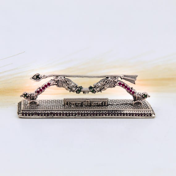 925 Silver Ram Dhanush Showpiece: Ramayana Bow & Arrow, Spiritual Gift