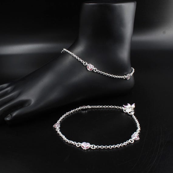 Minimalist Silver Anklet: Elegant Dangling Charms Foot Jewelry
