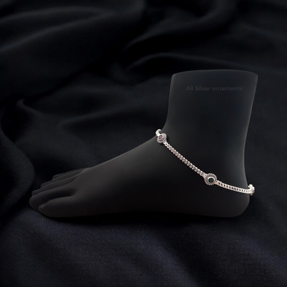 Silver Oxidised Anklet - Boho Chic Foot Jewelry, Handmade Sterling Silver Anklet, Beach & Festival Accessory, Unique Gift for Her