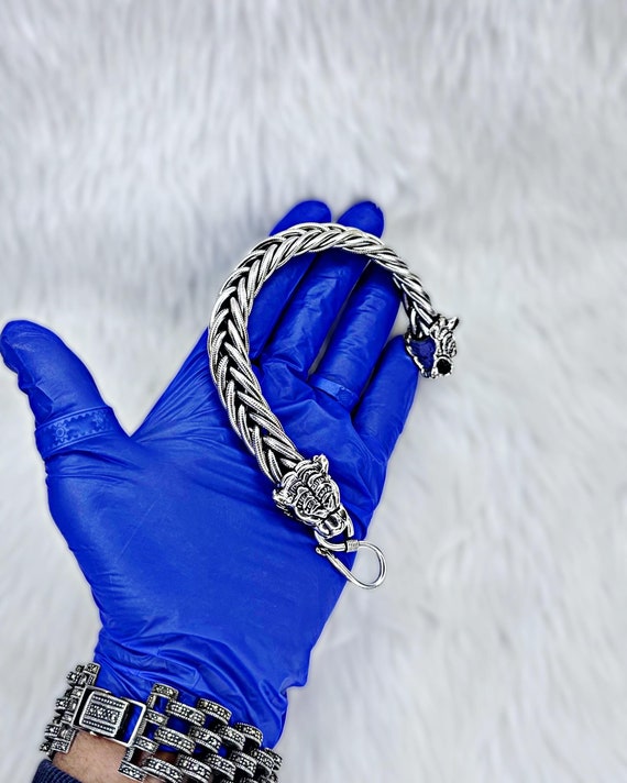 925 Sterling Silver Lion Head Bracelet – Handcrafted Heavyweight Design for Men, Unique Gift, Stylish Jewelry