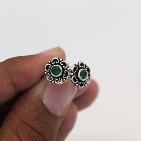 Silver Green Stone Toe Ring, Adjustable Vintage Bichiya for Women, Oxidized Silver Floral Foot Jewelry, Lightweight Traditional Footwear