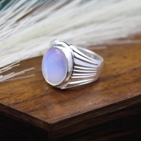 Opal Statement Ring: Sterling Silver Vintage Style (Men's Handmade Jewelry)