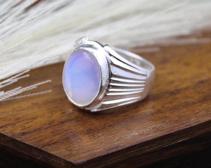 Featured listing image: Handmade Sterling Silver Opal Ring | Vintage Style Men's Statement Jewelry | Authentic Opal Gemstone