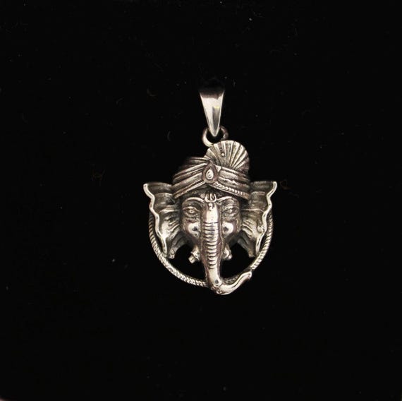 Sterling Silver Ganesha Pendant: Intricate Hindu God Charm