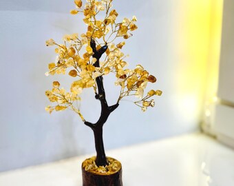 Amethyst Crystal Gemstone Tree with Wooden Base – Handmade Wire Bonsai for Home Office Vastu Decor Gift