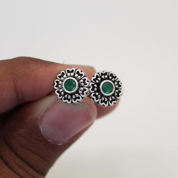 Silver Green Stone Toe Ring Adjustable Floral Bichiya for Women, Oxidized Silver Foot Jewelry, Traditional Indian Footwear Accessory
