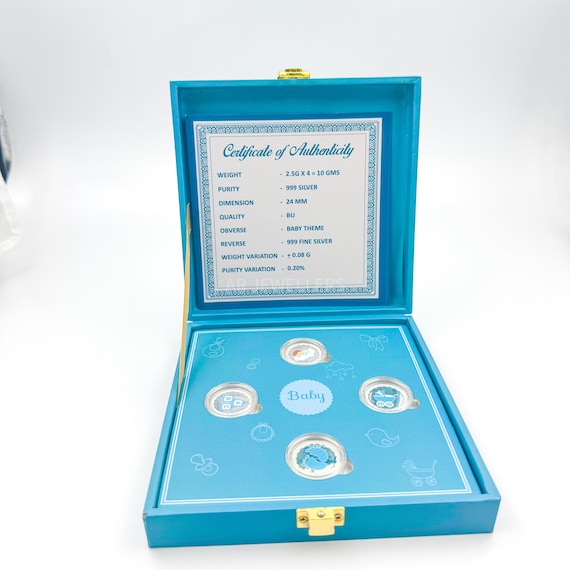 Pure Silver Baby Coin Set: Newborn Keepsake Gift Box