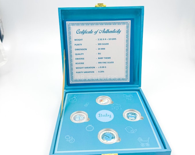 Featured listing image: Pure Silver Baby Coin Set: Newborn Keepsake Gift Box