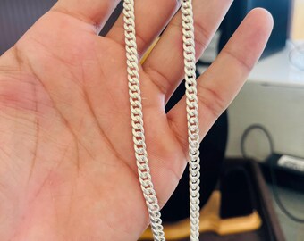 Mens 925 Sterling Silver Chain: Sleek Everyday Necklace, 18 Inches