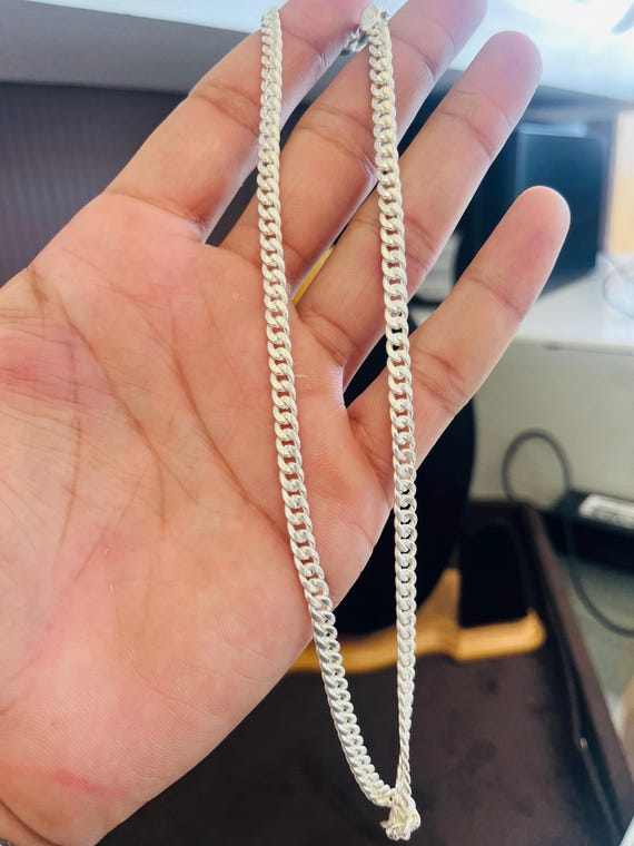 Mens 925 Sterling Silver Chain: Sleek Everyday Necklace, 18 Inches