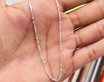 Sterling Silver Chain Necklace - Unisex Minimalist Style, 18 Inches