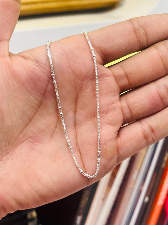 Sterling Silver Chain Necklace - Unisex Minimalist Style, 18 Inches