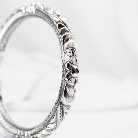 Sterling Silver Bangle | Handmade Chasing Repoussé Twisted Rope Detail