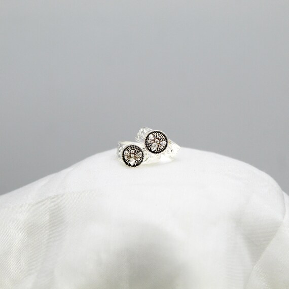 Sterling Silver Toe Rings: Butterfly Design - Adjustable Oxidized Finish