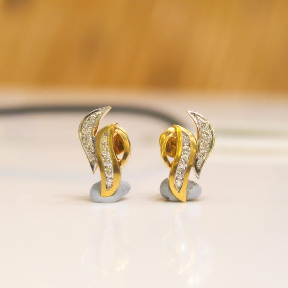 Diamond Accent Earrings: Gold, Minimalist Design - Everyday Wear