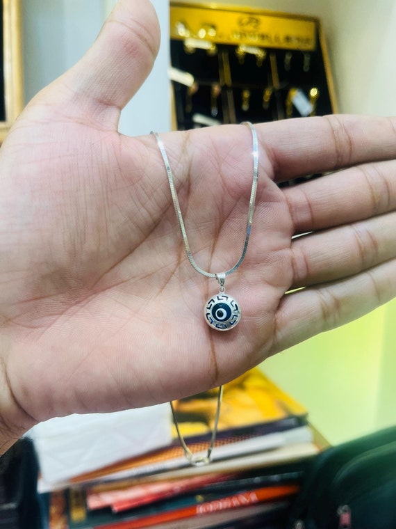 Sterling Silver Evil Eye Pendant Necklace: Handmade Protection Jewelry