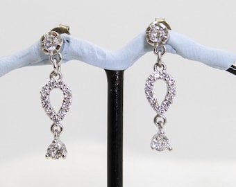 Crystal Drop Earrings for Women, Silver Tone Teardrop Dangle Earrings