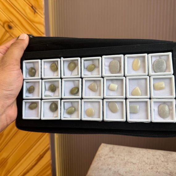 Opal Cabochons: Green & Creamy White Gemstones - 20 Piece Lot