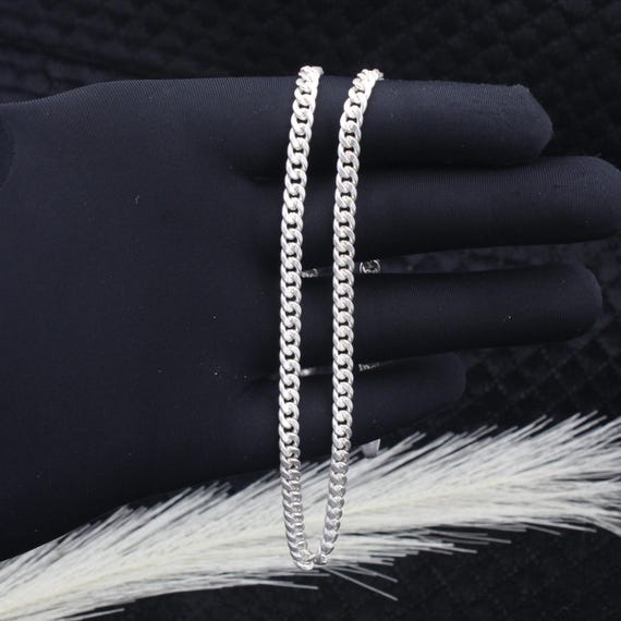 Sterling Silver Curb Chain Necklace: Handmade Indian Jewelry Gift