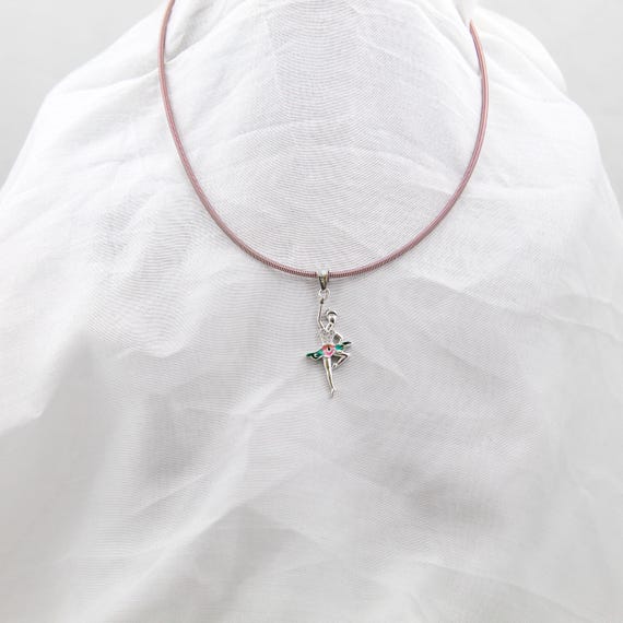 Sterling Silver Ballerina Necklace - Ballet Dancer Charm on Coil Chain