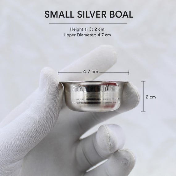 Pure Silver Pooja Bowl | Sterling Ritual Dish for Prasad, Offerings (2cm H x 4.7cm D)