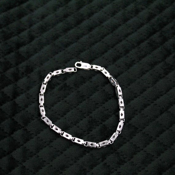 925 Sterling Silver Men's Geometric Link Bracelet, Solid Wrist Jewelry