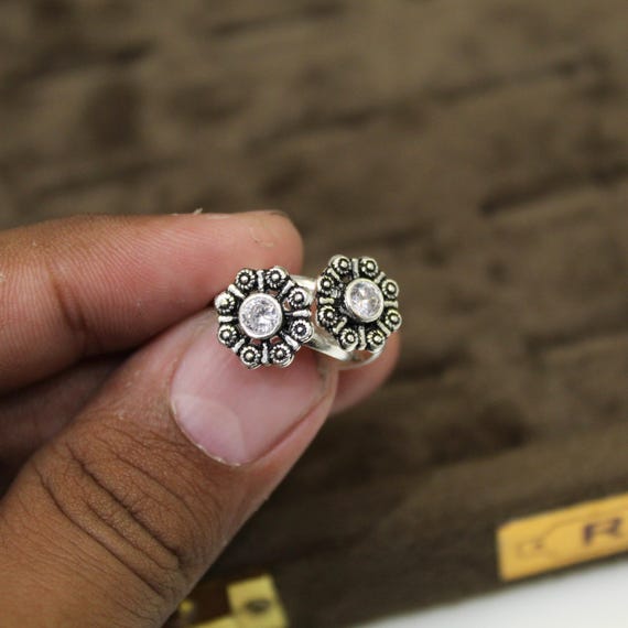 Silver Toe Ring Adjustable Floral Bichiya for Women, Lightweight Traditional Indian Foot Jewelry, Oxidized Silver Toe Ring for Festive Wear