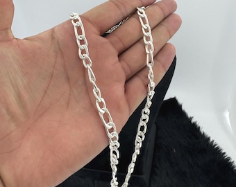 925 Sterling Silver Figaro Chain for Men – Lightweight Italian Hollow Necklace, Stylish Men's Jewelry, Durable Gift
