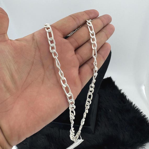 925 Sterling Silver Figaro Chain for Men – Lightweight Italian Hollow Necklace, Stylish Men's Jewelry, Durable Gift