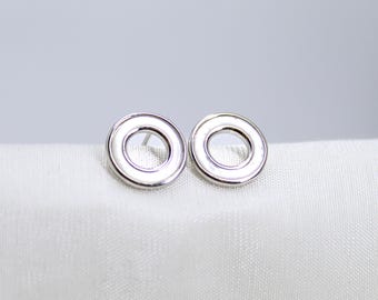 Sterling Silver Circle Stud Earrings: Minimal Open Design