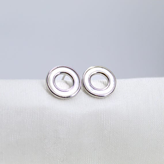 Sterling Silver Circle Stud Earrings: Minimal Open Design