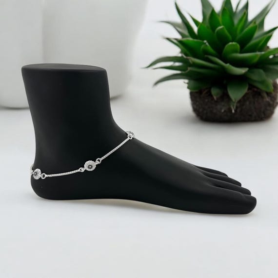 Minimalist Sterling Silver Anklet: Dangling Charms, Everyday Jewelry