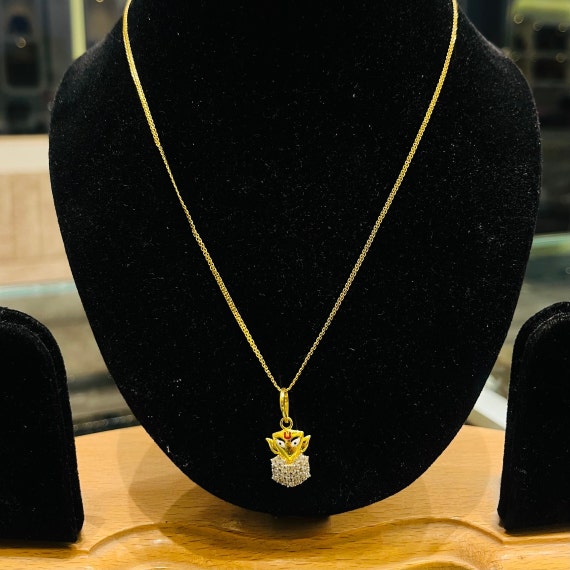 22k Gold Chain with 18k Gold Ganesh Pendant: Festive Wedding Jewelry