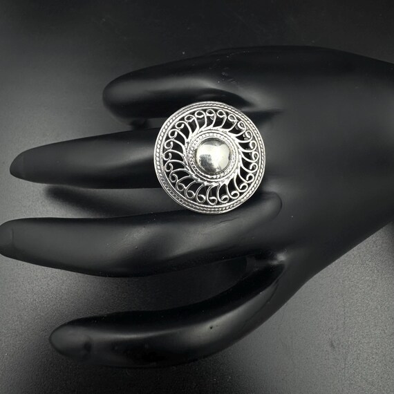 Oxidized Sterling Silver Adjustable Ring: Handmade Antique Style