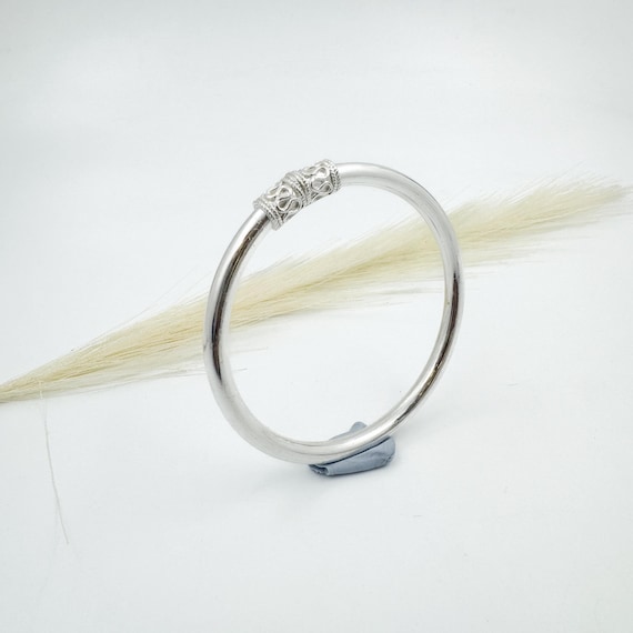 Handmade Pure Silver Kada Bracelet • Solid Indian Bangle