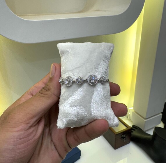 Dainty Sterling Silver Bracelet: Adjustable CZ Stone Chain