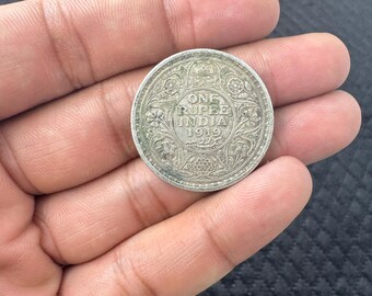 1919 British India Silver Rupee, King George V Collectible