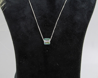 Minimal Sterling Silver Necklace, Crystal Cube Pendant (Dainty, Women’s)