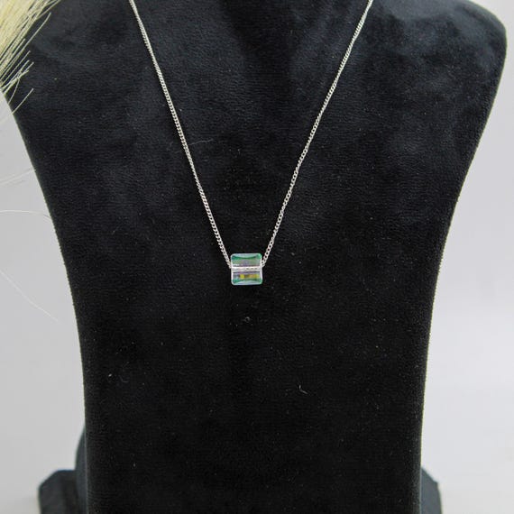 Minimal Sterling Silver Necklace, Crystal Cube Pendant (Dainty, Women’s)
