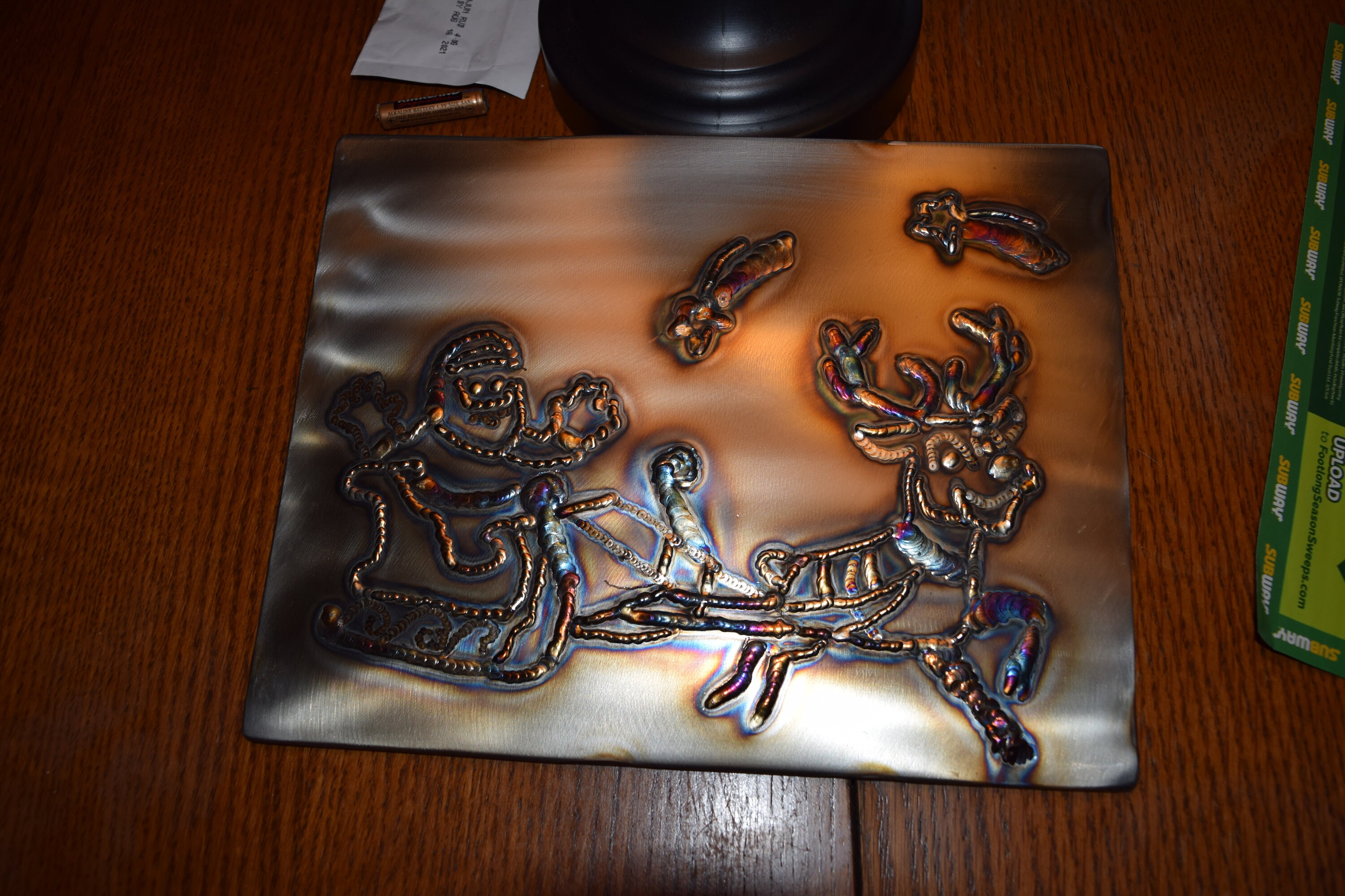 Santa's Rein Deer Sleigh TIG Welding Metal Art - Etsy
