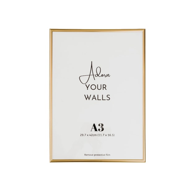 Slim Gold Frame A3/A4 poster picture contemporary thin modern wall display