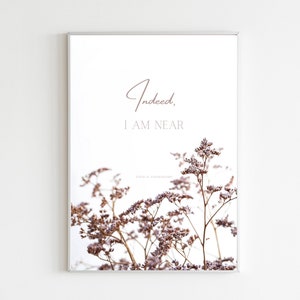 Islamic Print Quran surah baqarah quote 'Indeed I am near' quranic verses typography botanical floral modern wall art poster