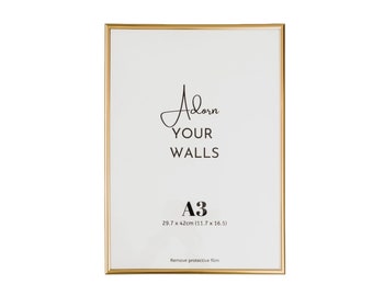 Slim Gold Frame A3/A4 poster picture contemporary thin modern wall display