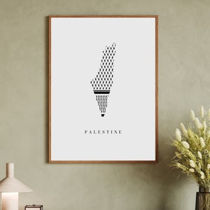 Palestina kaart Keffiyeh zwart-wit muurkunst print architectuurposter