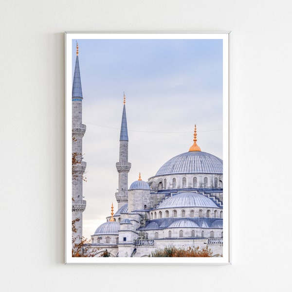Islamic Blue Mosque Print Istanbul Turkey Masjid Wall Art Scenic Poster