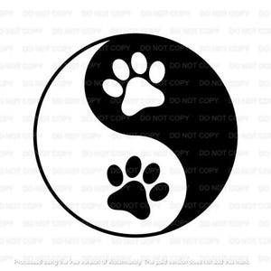 Ying Yang Paw Print SVG, YingYang Cat Paw Print SVG, YingYang Dog Paw Print SVG Digital File