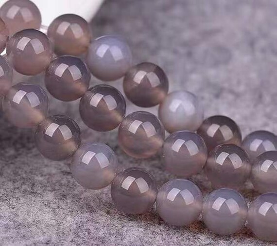 Natural Gray Dendritic Agate Round Stone Beads For Jewelry Making Strand 15" NF 